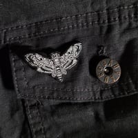 Image 4 of Black Death Moth Enamel Pin