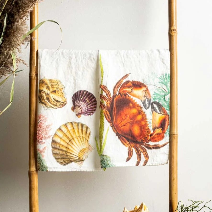 Image of Torchon En Lin Theme: Coquille St Jacques ou Crabe