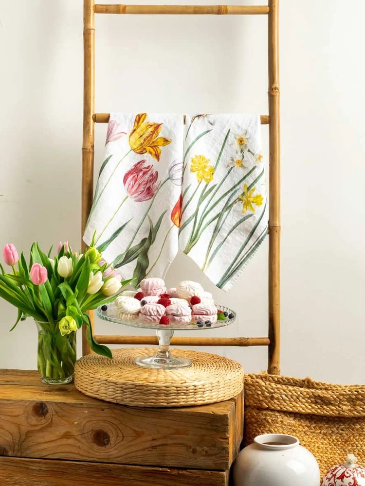 Image of Torchons en lin lavé : Tulipes ou Narcisses