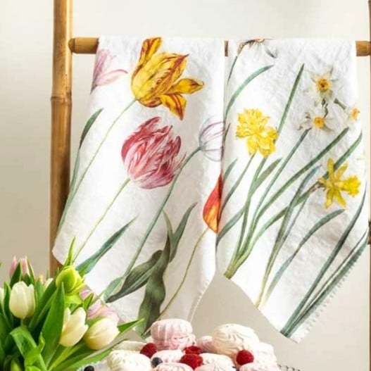 Image of Torchons en lin lavé : Tulipes ou Narcisses