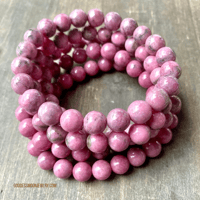 Image 3 of  Rhodonite Gemstone Bracelet, Crystal Bracelet, For Heart Chakra Healing 