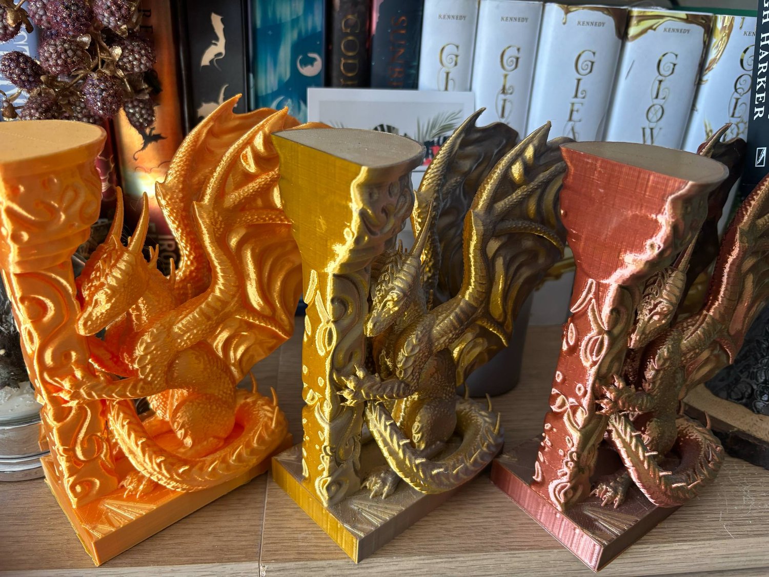 Image of Duel chrome shift dragon book ends