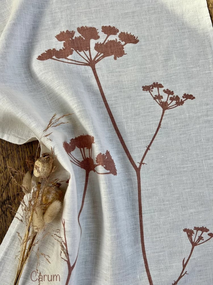 Image of Torchon lin 45 x 65 cm thèmes:  couronne d'olivier ou Carum ou Marianum ou Persicaria