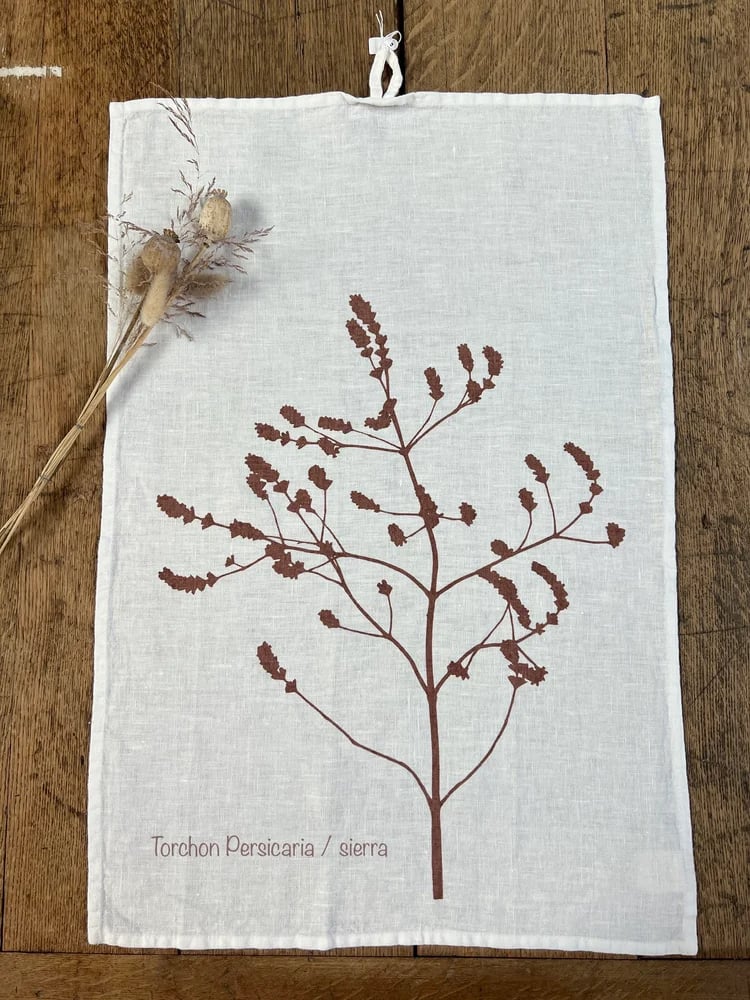 Image of Torchon lin 45 x 65 cm thèmes:  couronne d'olivier ou Carum ou Marianum ou Persicaria