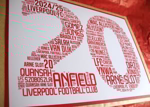 Liverpool FC 20 League Titles Design 2024-2025 - Poster Art - LFC, Anfield, EFL Winners