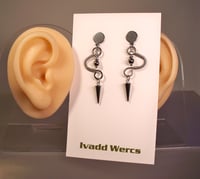 Image 1 of Wire Stainless Steel Earrings for Men or Women with Spike and ball pendulums. Style USB3