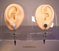 Image 2 of Wire Stainless Steel Earrings for Men or Women with Spike and ball pendulums. Style USB3