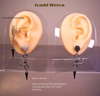 Image 3 of Wire Stainless Steel Earrings for Men or Women with Spike and ball pendulums. Style USB3