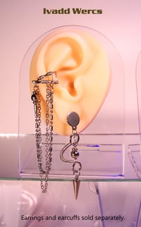Image 4 of Wire Stainless Steel Earrings for Men or Women with Spike and ball pendulums. Style USB3