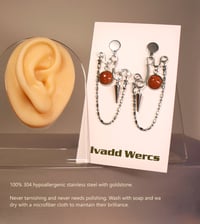 Image 1 of 100% Stainless Steel with Goldstones Earrings for Men or Women. Style GSS6.