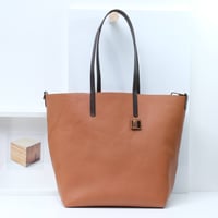 Image 1 of Slouchy Wide Tote in pebbled biscuit