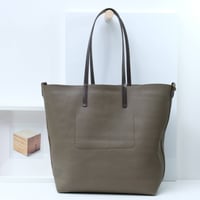 Image 3 of Slouchy Wide Tote in warm taupe