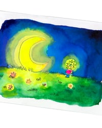Image 1 of A6 - L'enfant étoile et la lune - illustration originale