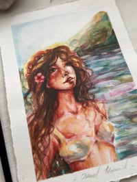 Image 2 of ISLAND MERMAID, Original Watercolor Painting