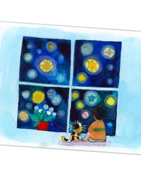 Image 1 of A6 - La fenêtre nuit - illustration originale