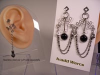 Image 1 of 304 Stainless Steel for Men or Women Earrings with Onyx. Style EOY9.