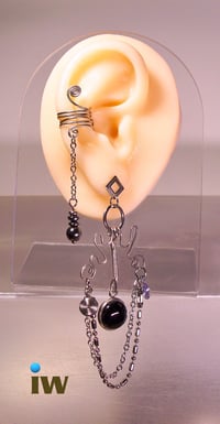 Image 4 of 304 Stainless Steel for Men or Women Earrings with Onyx. Style EOY9.