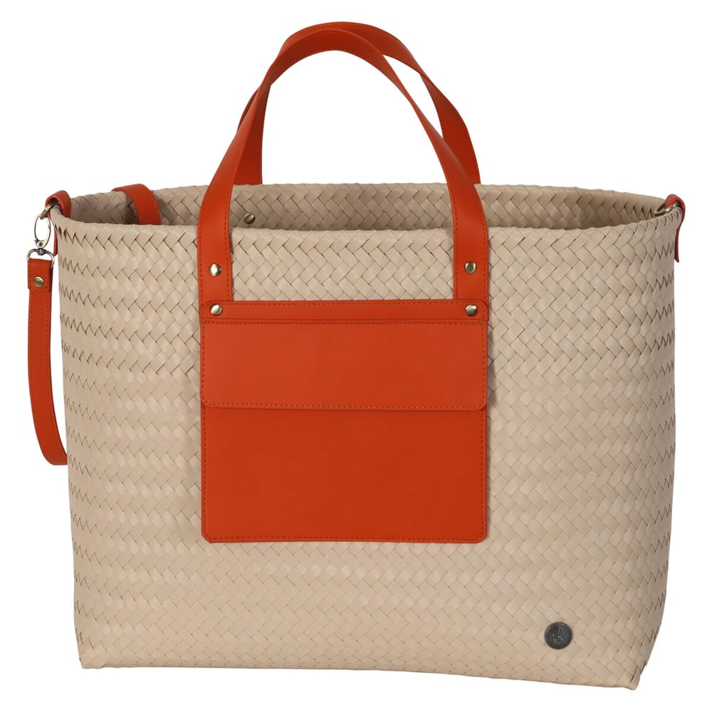 Image of Cabas XL PERCEY Beige & Noir ou Beige & Orange