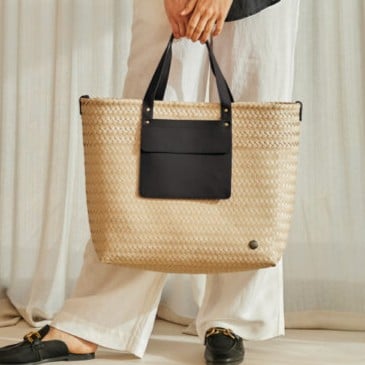 Image of Cabas XL PERCEY Beige & Noir ou Beige & Orange