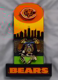 Image 1 of Chicago Bears Hand Crafted NFL 3D Wooden Diorama Cartooning Wall Décor
