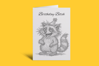 Birthday Bitch Racoon | 5x7 Folded Greeting Card