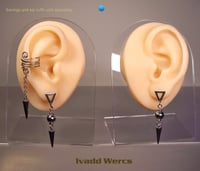 Image 2 of Stainless Steel Earrings with Triangle, Ball and Spike for Men and Women. Style ECSBT.