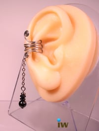 Stainless Steel and Hematite Ear Cuff for Men or Women. Style ECH1.
