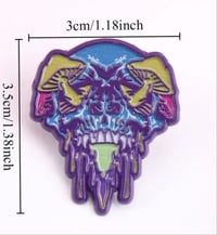 Image 2 of Blue Skull With Mushrooms Growing Out Of It Enamel Pin