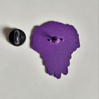 Image 3 of Blue Skull With Mushrooms Growing Out Of It Enamel Pin