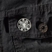 Image 4 of Satanic Goat Skull & Human Skulls Pentagram Emblem Enamel Pin 