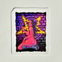 Image 1 of Horned Naked Demon Woman In Boots Matte Vinyl Sticker