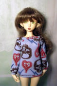 Image of Handmade light blue skull sweatshirt for MINIFEE, slim 1/4 bjd doll