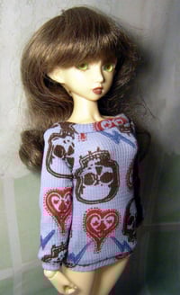 Image 3 of Handmade light blue skull sweatshirt for MINIFEE, slim 1/4 bjd doll