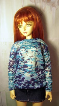 Image 2 of Handmade blue camo print sweatshirt for SD, luts lishe ,dim arno, 1/3 bjd doll