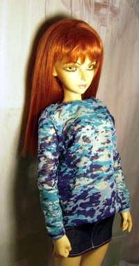 Image 4 of Handmade blue camo print sweatshirt for SD, luts lishe ,dim arno, 1/3 bjd doll