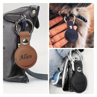 Image 1 of Personalized Apple AirTag Leather Keychain 