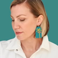 Image 1 of Tropical Palm Dangles, Teal Green