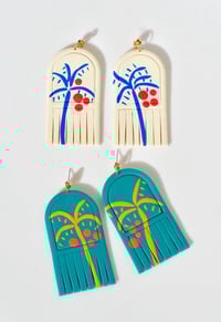 Image 3 of Tropical Palm Dangles, Teal Green