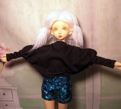 Image of Handmade black batwing top for MINIFEE, slim 1/4 bjd doll