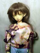 Image of Handmade vintage floral print batwing top for MINIFEE, slim 1/4 bjd doll
