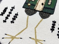 Image 3 of Green Baba Yaga House Mixed Media Embroidery Hoop 5x7"