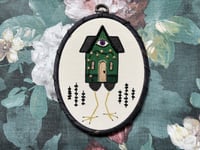Image 1 of Green Baba Yaga House Mixed Media Embroidery Hoop 5x7"