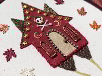 Image 5 of Red Baba Yaga House House Mixed Media Embroidery Hoop 5x7"