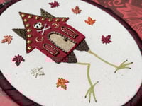 Image 6 of Red Baba Yaga House House Mixed Media Embroidery Hoop 5x7"