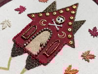 Image 7 of Red Baba Yaga House House Mixed Media Embroidery Hoop 5x7"