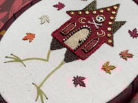 Image 8 of Red Baba Yaga House House Mixed Media Embroidery Hoop 5x7"