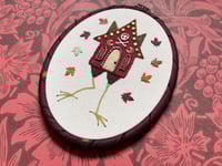 Image 2 of Red Baba Yaga House House Mixed Media Embroidery Hoop 5x7"