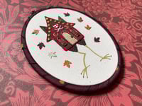 Image 4 of Red Baba Yaga House House Mixed Media Embroidery Hoop 5x7"