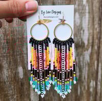 Image 5 of Southwestern Style Beaded Earrings | Beaded Boho Fringe Earrings