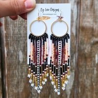 Image 3 of Southwestern Style Beaded Earrings | Beaded Boho Fringe Earrings